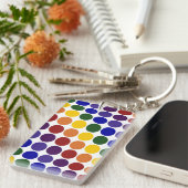 Rainbow Polka Dots on White Sleutelhanger (Voorkant Rechts)
