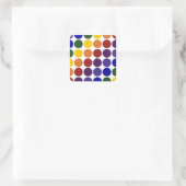 Rainbow Polka Dots on White Vierkante Sticker (Tas)