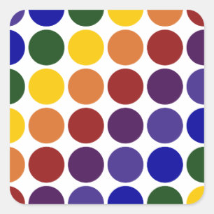 Rainbow Polka Dots on White Vierkante Sticker