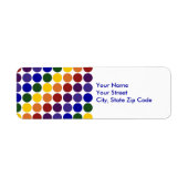 Rainbow Polka Dots op wit retouradres label (Voorkant)