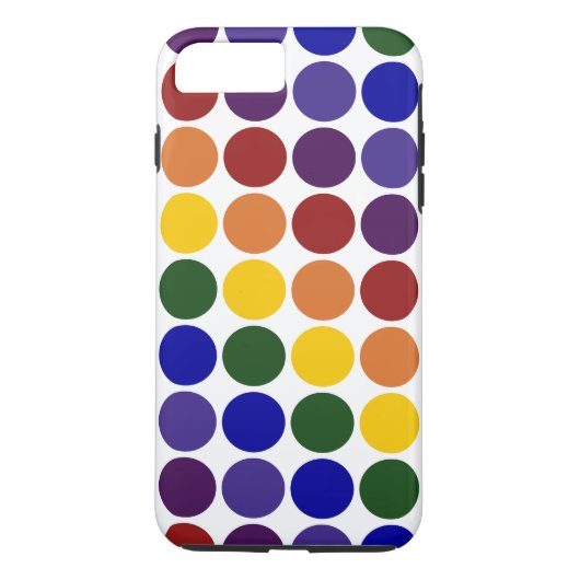 Rainbow Polka Dots op witte iPhone 8/7 Plus Hoesje (Achterkant)