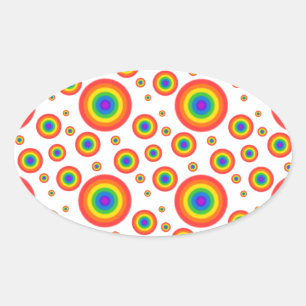 Rainbow Polka Dots Ovale Sticker