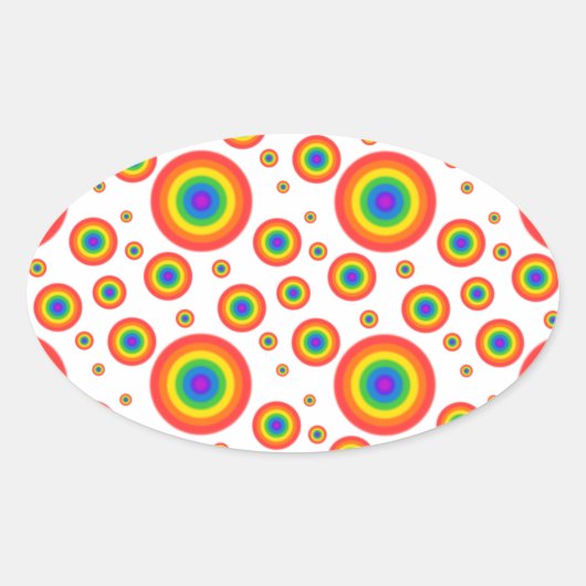 Rainbow Polka Dots Ovale Sticker (Voorkant)