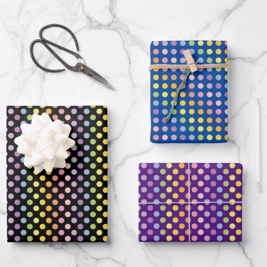 Rainbow Polka Dots Pattern Inpakpapier Vel (Voorkant)