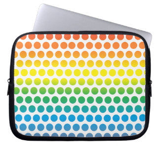 Rainbow Polka Dots White Laptop Sleeve