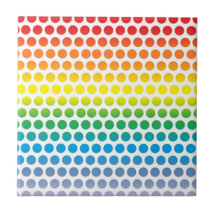 Rainbow Polka Dots White Tegeltje
