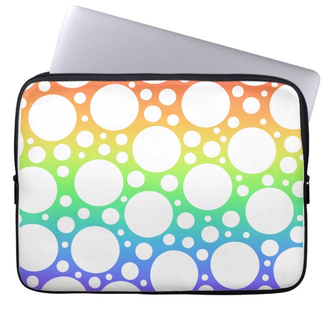 Rainbow Polka gekleurd Laptop Sleeve (Voorkant)