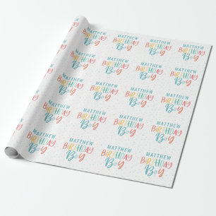 Rainbow polka-stipjongen cadeaupapier