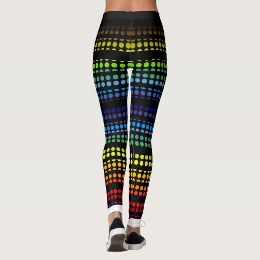 Rainbow Polkadot op zwart Kies uw eigen kleur Leggings (Achterkant)