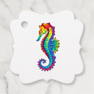 Rainbow Polygonal Seahorse Bedankjes Labels