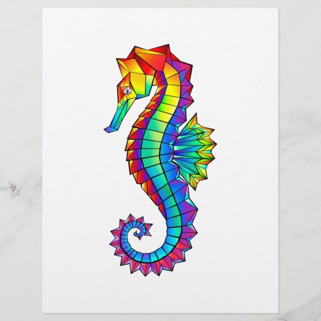Rainbow Polygonal Seahorse Briefhoofd (Voorkant)