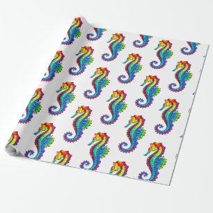 Rainbow Polygonal Seahorse Cadeaupapier