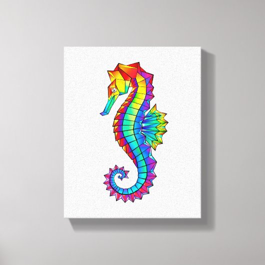 Rainbow Polygonal Seahorse Canvas Afdruk (Voorkant)