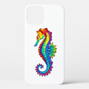 Rainbow Polygonal Seahorse iPhone 12 Pro Hoesje