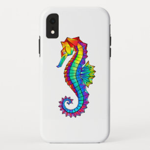 Rainbow Polygonal Seahorse iPhone XR Hoesje