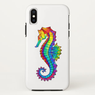 Rainbow Polygonal Seahorse iPhone XS Hoesje