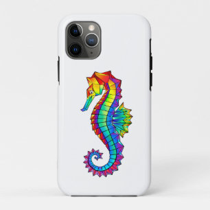 Rainbow Polygonal Seahorse iPhone 11 Pro Hoesje