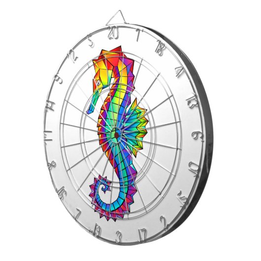 Rainbow Polygonal Seahorse Dartbord (Voorkant Rechts)