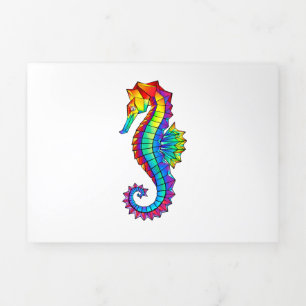 Rainbow Polygonal Seahorse Drieluik Kaart