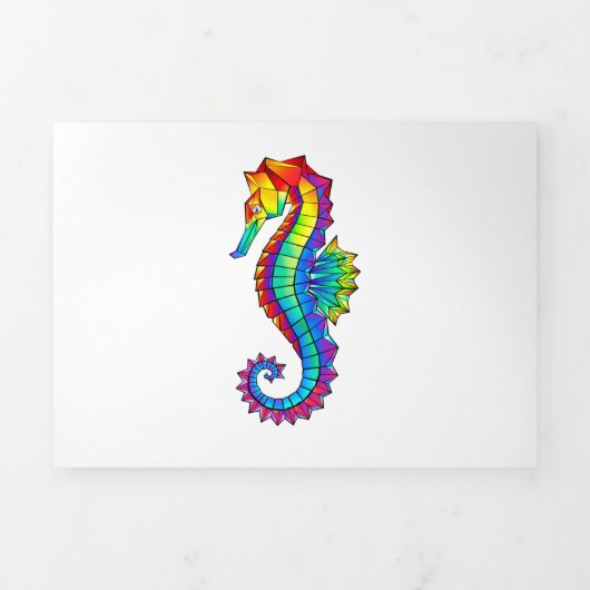 Rainbow Polygonal Seahorse Drieluik Kaart (Cover)