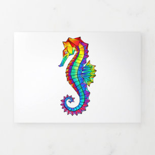 Rainbow Polygonal Seahorse Drieluik Wenskaart