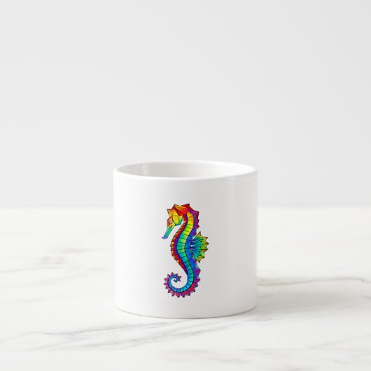 Rainbow Polygonal Seahorse Espresso Kop (Voorkant)