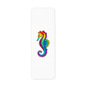 Rainbow Polygonal Seahorse Etiket