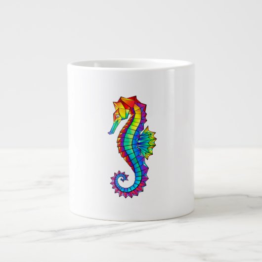 Rainbow Polygonal Seahorse Extra Grote Beker (Voorkant)
