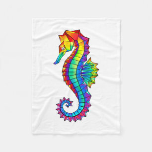 Rainbow Polygonal Seahorse Fleece Deken