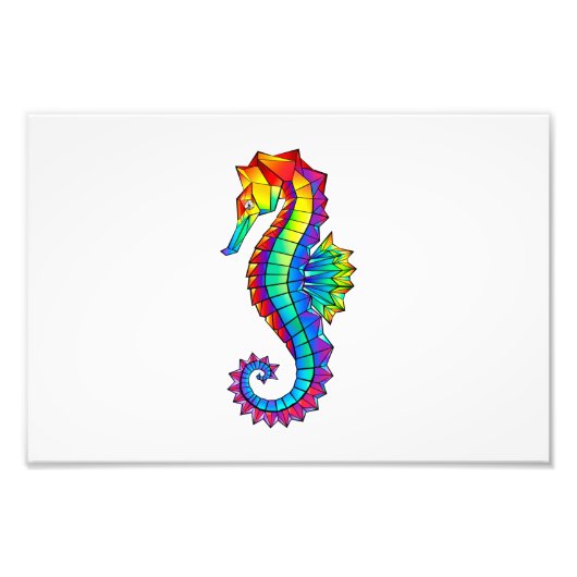 Rainbow Polygonal Seahorse Foto Afdruk (Voorkant)