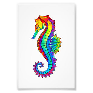 Rainbow Polygonal Seahorse Foto Afdruk