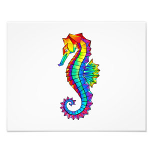 Rainbow Polygonal Seahorse Foto Afdruk