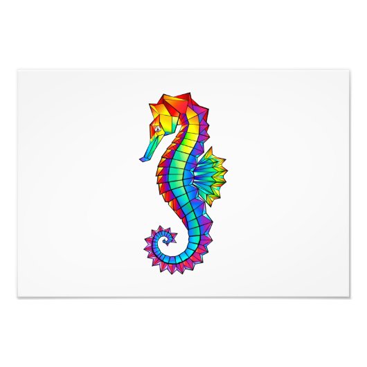 Rainbow Polygonal Seahorse Foto Afdruk (Voorkant)