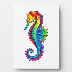 Rainbow Polygonal Seahorse Fotoplaat