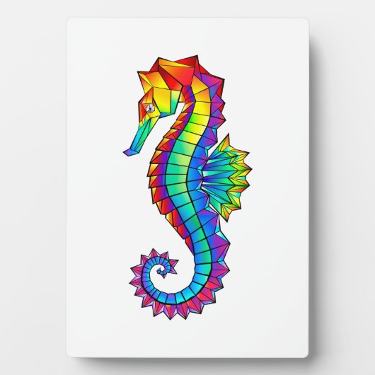 Rainbow Polygonal Seahorse Fotoplaat (voorkant)