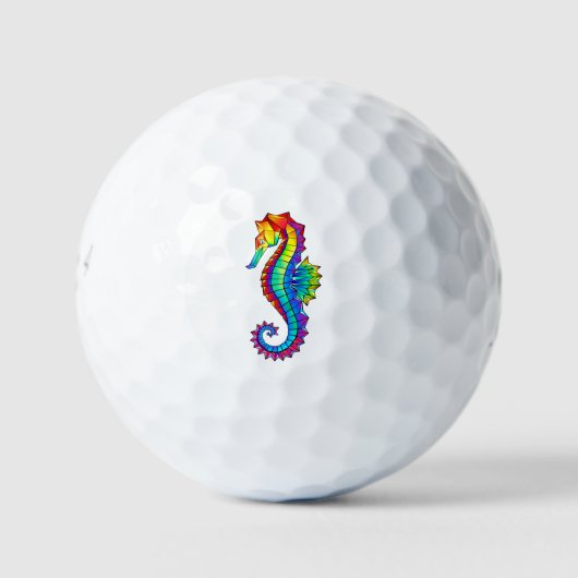 Rainbow Polygonal Seahorse Golfballen (Voorkant)