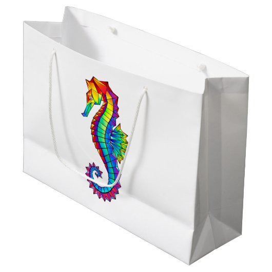 Rainbow Polygonal Seahorse Groot Cadeauzakje (Voorkant Gekanteld)
