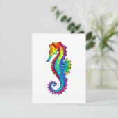 Rainbow Polygonal Seahorse Informatiekaartje (Staand voorkant)