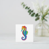 Rainbow Polygonal Seahorse Informatiekaartje (Staand voorkant)