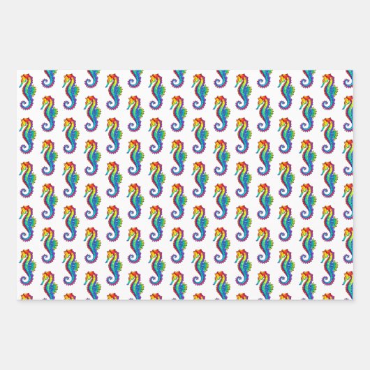 Rainbow Polygonal Seahorse Inpakpapier Vel (Voorkant)