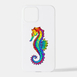 Rainbow Polygonal Seahorse iPhone 12 Pro Hoesje
