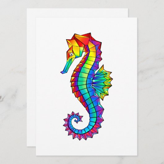 Rainbow Polygonal Seahorse Kaart (Voorkant / Achterkant)