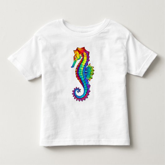 Rainbow Polygonal Seahorse Kinder Shirts (Voorkant)