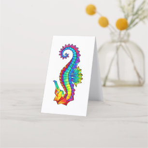 Rainbow Polygonal Seahorse Klantenkaartje