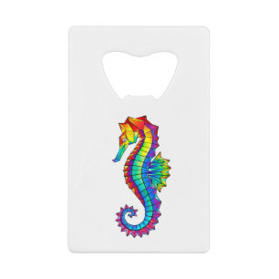 Rainbow Polygonal Seahorse Kredietkaart Flessenopener