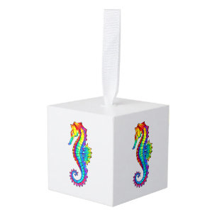 Rainbow Polygonal Seahorse Kubus Ornament