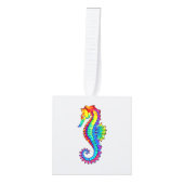 Rainbow Polygonal Seahorse Kubus Ornament (Voorkant)