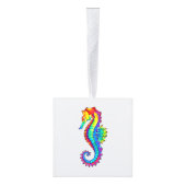 Rainbow Polygonal Seahorse Kubus Ornament (Rechts)