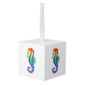 Rainbow Polygonal Seahorse Kubus Ornament (Achter hoekig)