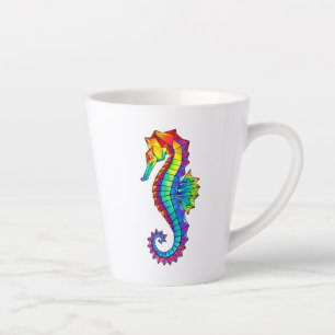Rainbow Polygonal Seahorse Latte Mok